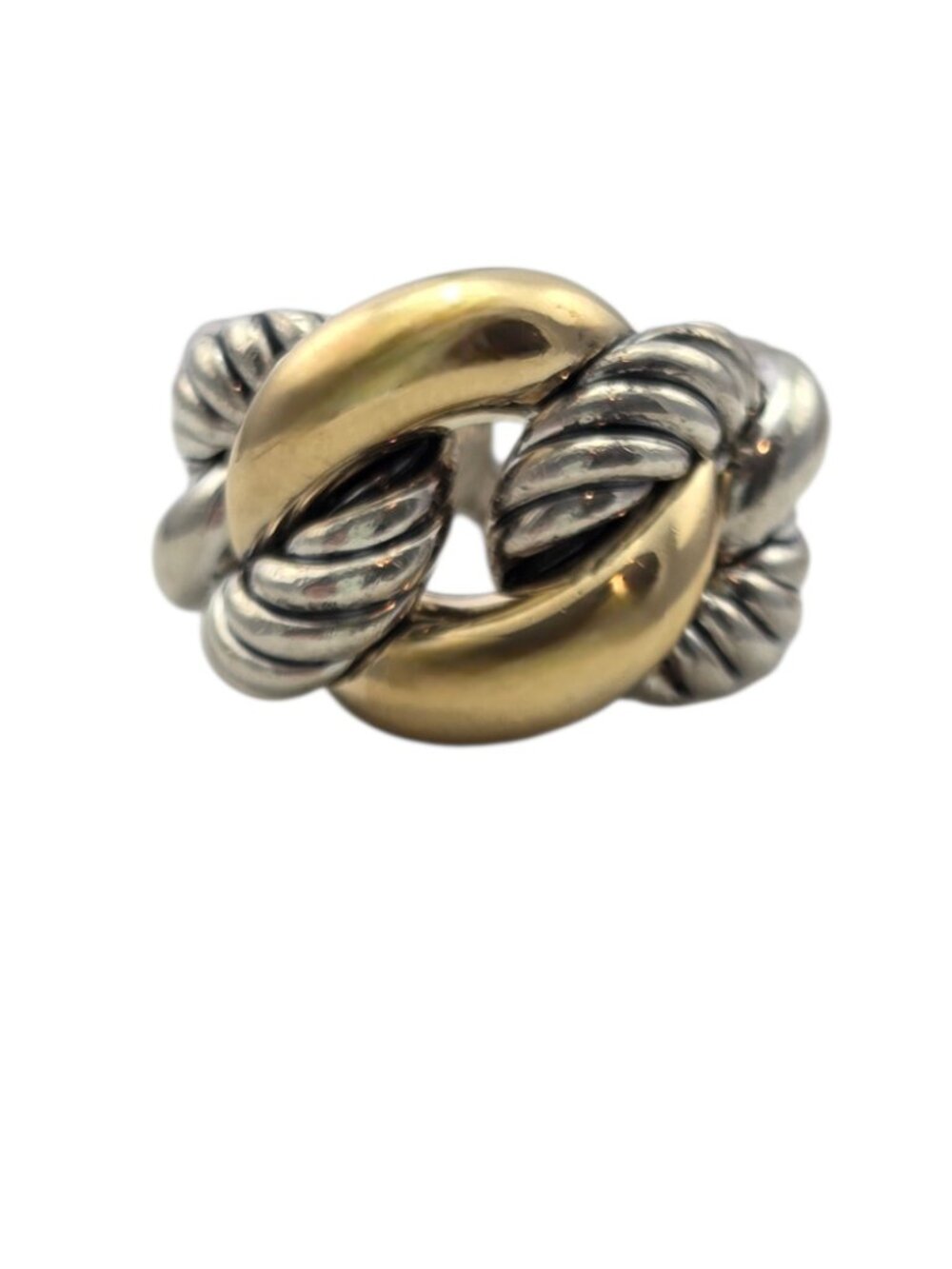 David Yurman 18K Yellow Gold and Sterling Silver Belmont Ring 6 #24840